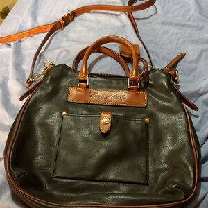 Coach Dark black and Tan Leather Shoulder Bag